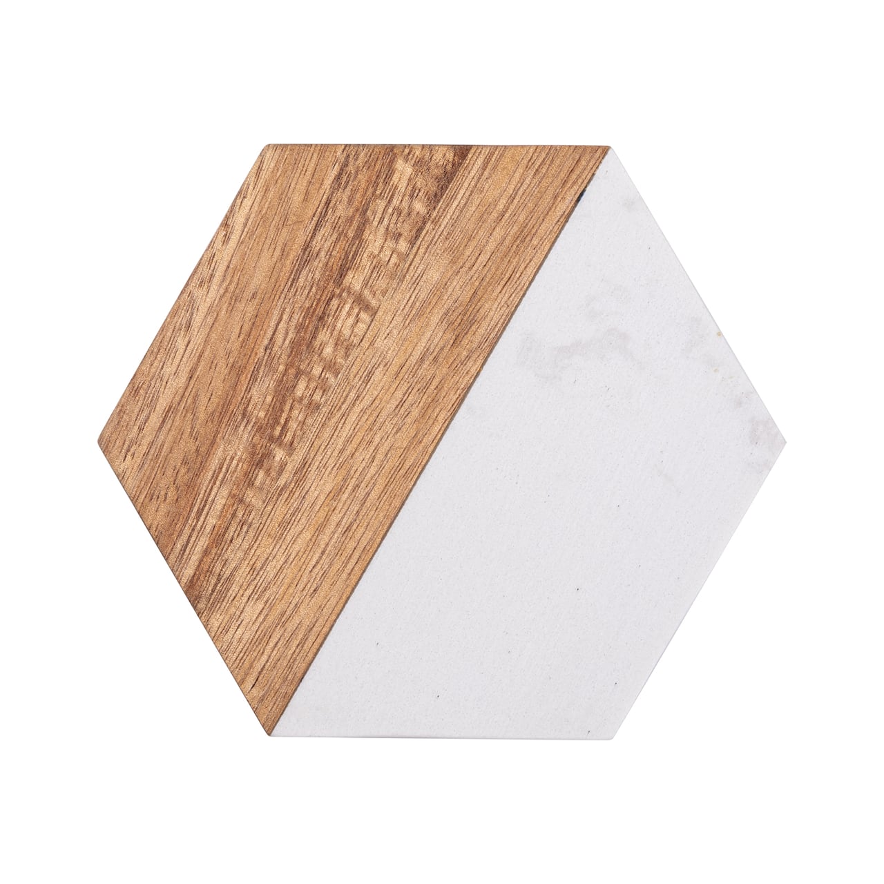 Craft Express 4ct. 3.93" x 4.5" Coaster Marble & Wood Laserable Hexagonal